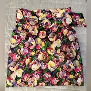 Zara Satin Flower High Waisted Belted Skirt Size XS